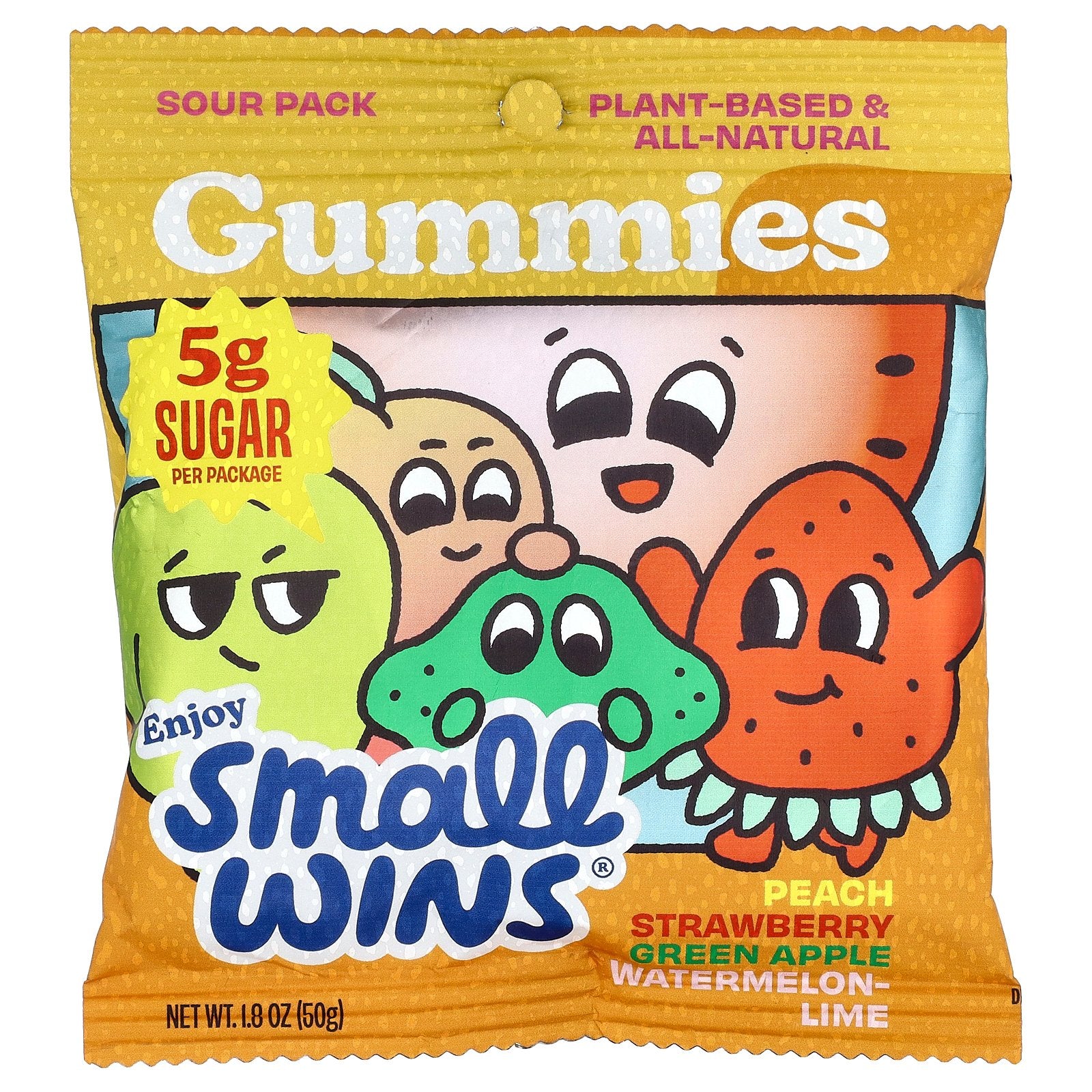 Enjoy Small Wins, Gummies, Sour Pack, Peach, Strawberry, Green Apple, Watermelon-Lime, 1.8 oz (50 g)