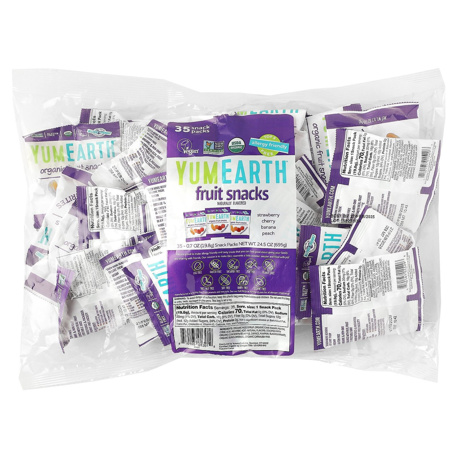 YumEarth, Organic Fruit Snacks, Favorites, 35 Snack Packs, 0.7 oz (19.8 g) Each