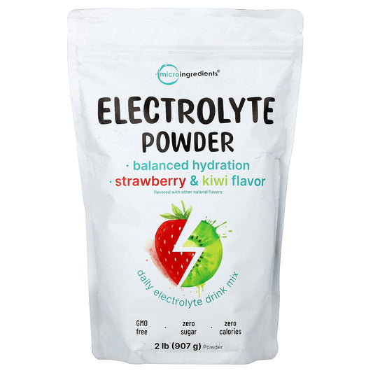 Micro Ingredients, Electrolyte Powder, Strawberry & Kiwi, 2 lb (907g)