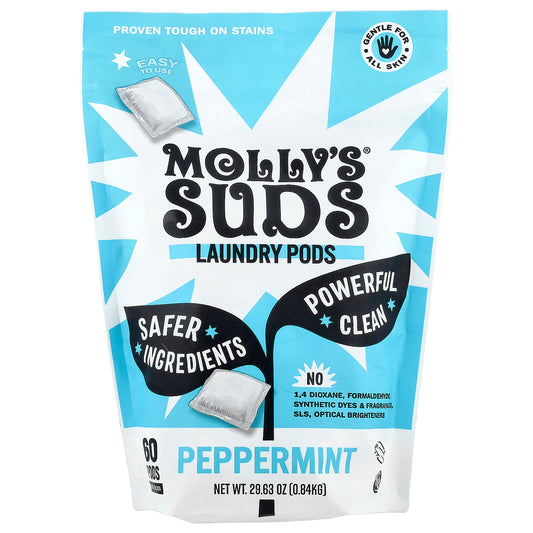 Molly's Suds, Laundry Pods, Peppermint, 60 Pods, 29.63 oz (0.84 kg)