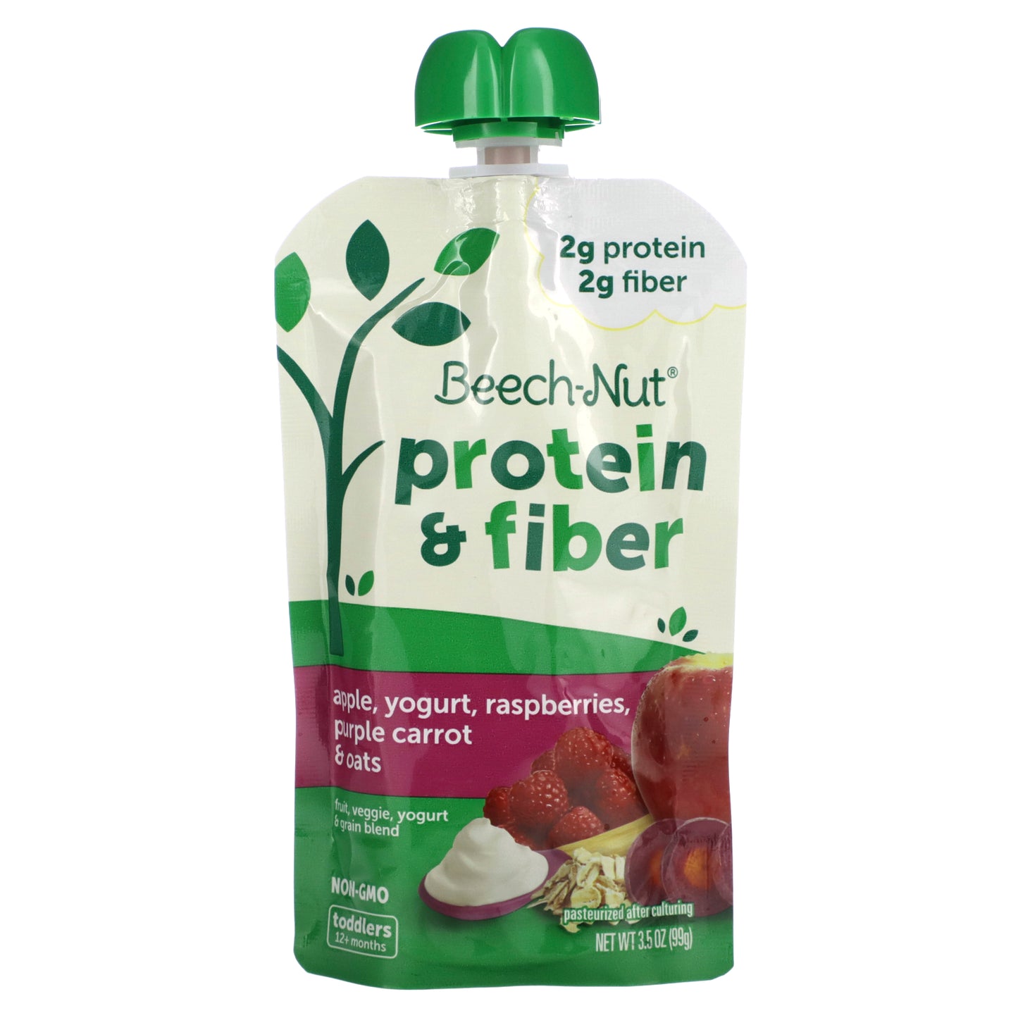 Beech-Nut, Protein & Fiber, 12+ Months, Apple, Yogurt, Raspberries, Purple Carrot & Oats, 3.5 oz (99 g)