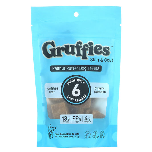 Green Gruff, Gruffies Skin & Coat, Peanut Butter Dog Treats, 6 oz (170 g)