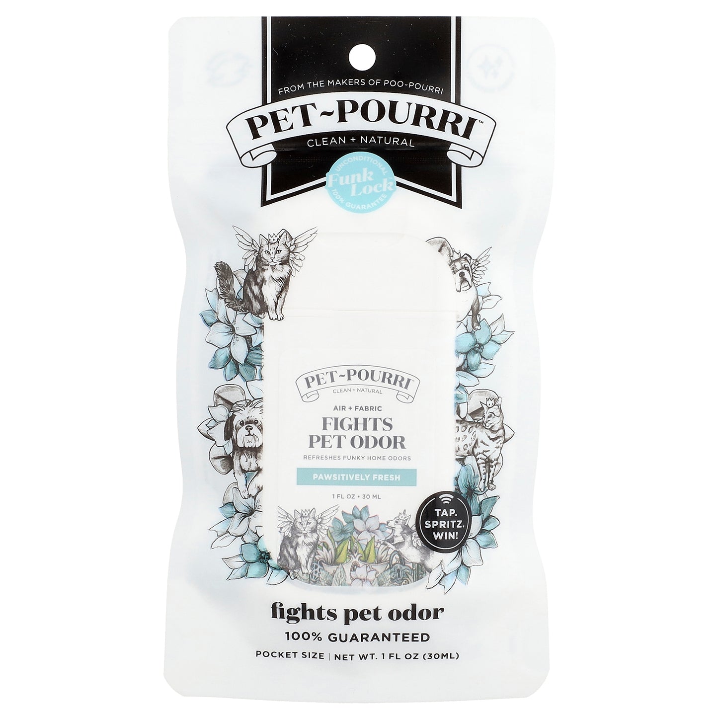 Poo-Pourri, Pet-Pourri™, Pet Odor Freshener, Air + Fabric, Pawsitively Fresh, 1 fl oz (30 ml)