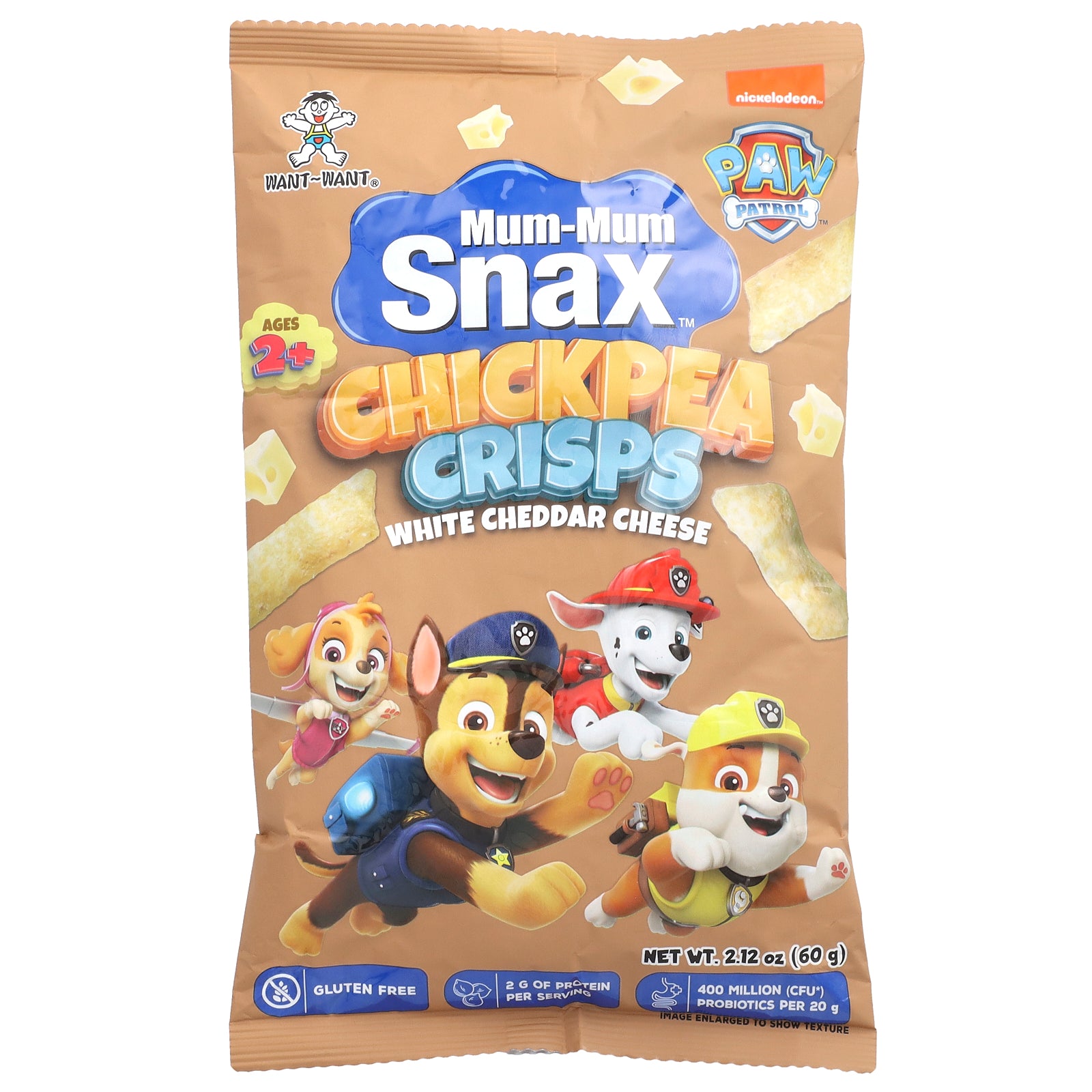 Hot Kid, Mum-Mum Snax™, Chickpea Crisps, Paw Patrol™,  Ages 2+, White Cheddar Cheese, 2.12 oz (60 g)