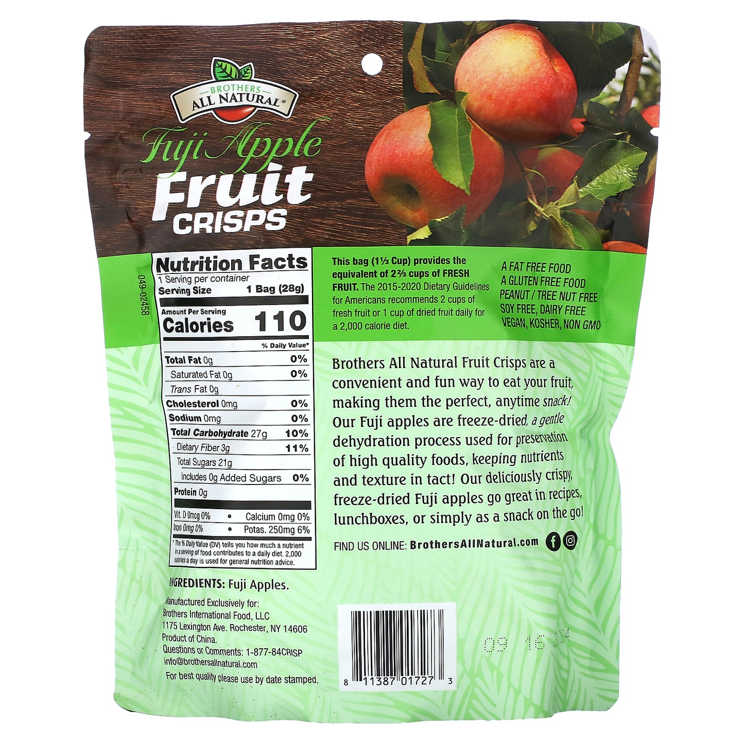 Brothers-All-Natural, Fruit Crisps, Fuji Apple, 1 oz (28 g)