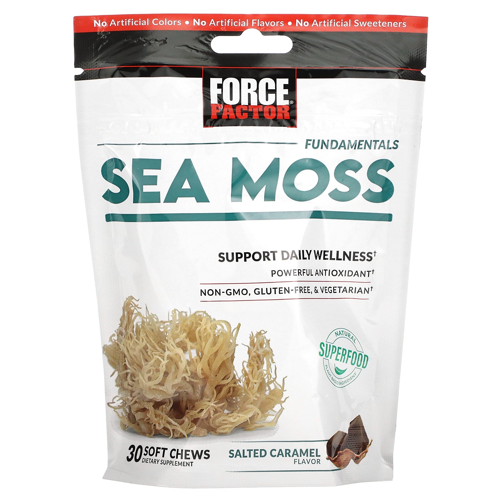 Force Factor, Fundamentals, Sea Moss, Salted Caramel, 30 Soft Chews (250 mg per Chew)