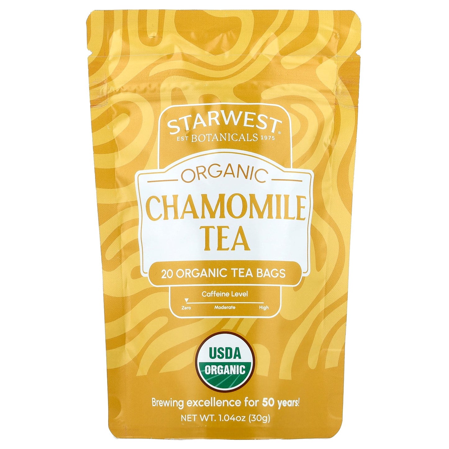 Starwest Botanicals, Organic Chamomile Tea, Caffeine Free, 20 Organic Tea Bags, 1.4 oz (30 g)
