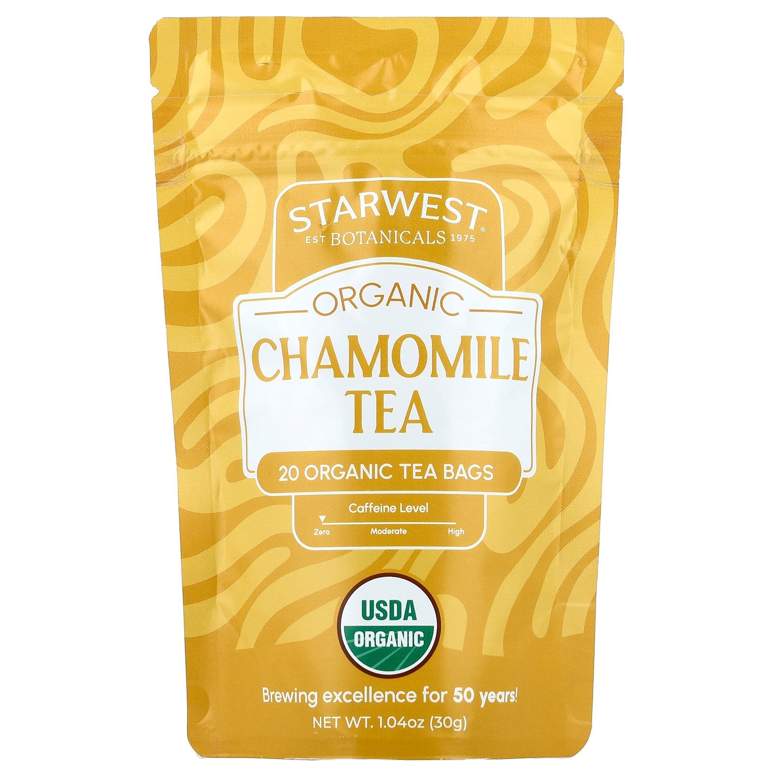 Starwest Botanicals, Organic Chamomile Tea, Caffeine Free, 20 Organic Tea Bags, 1.4 oz (30 g)