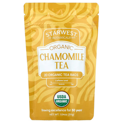 Starwest Botanicals, Organic Chamomile Tea, Caffeine Free, 20 Organic Tea Bags, 1.4 oz (30 g)