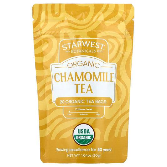 Starwest Botanicals, Organic Chamomile Tea, Caffeine Free, 20 Organic Tea Bags, 1.4 oz (30 g)