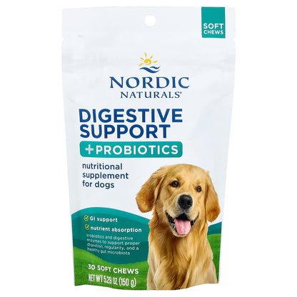 Nordic Naturals, Digestive Support + Probiotics, For Dogs, Bone Broth, 30 Soft Chews, 5.29 oz (150 g)