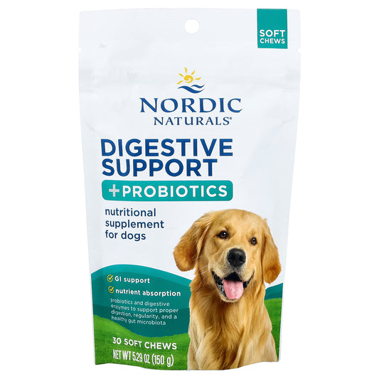 Nordic Naturals, Digestive Support + Probiotics, For Dogs, Bone Broth, 30 Soft Chews, 5.29 oz (150 g)