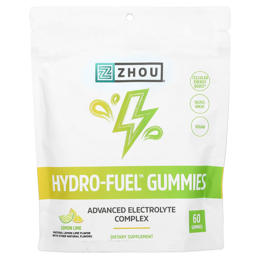 Zhou Nutrition, Hydro-Fuel Gummies, Lemon Lime, 60 Gummies