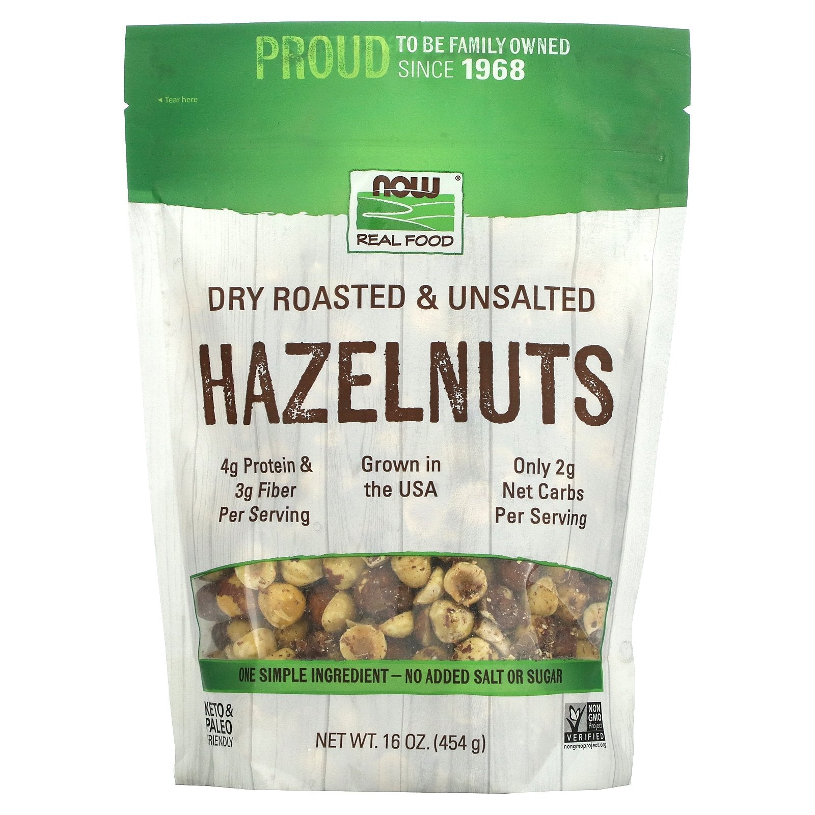 NOW Foods, Hazelnuts, Dry Roasted & Unsalted, 16 oz (454 g)