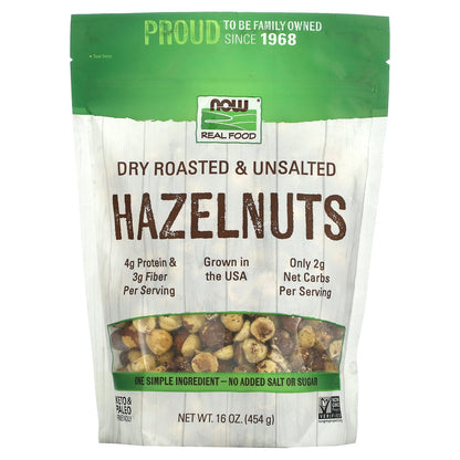 NOW Foods, Hazelnuts, Dry Roasted & Unsalted, 16 oz (454 g)