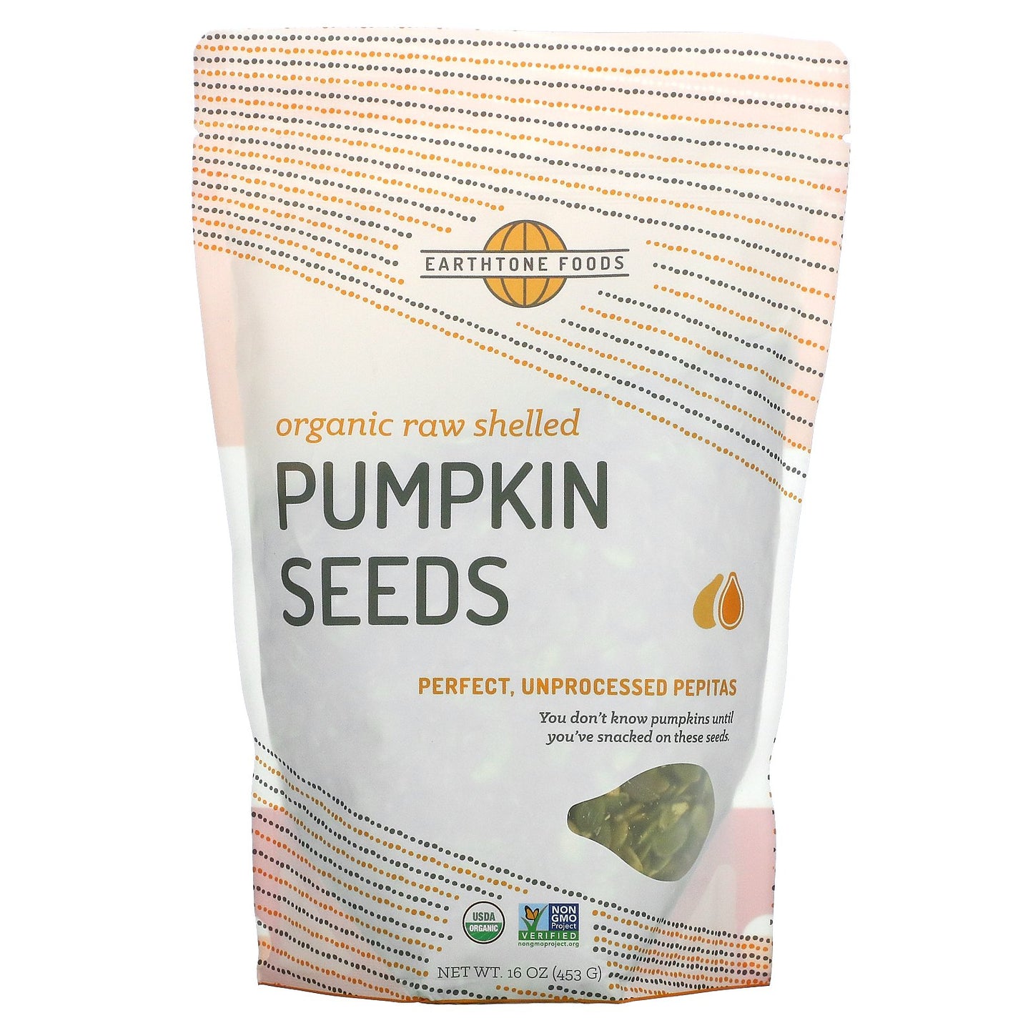 Earthtone Foods, Organic Raw Shelled Pumpkin Seeds, 16 oz (453 g)