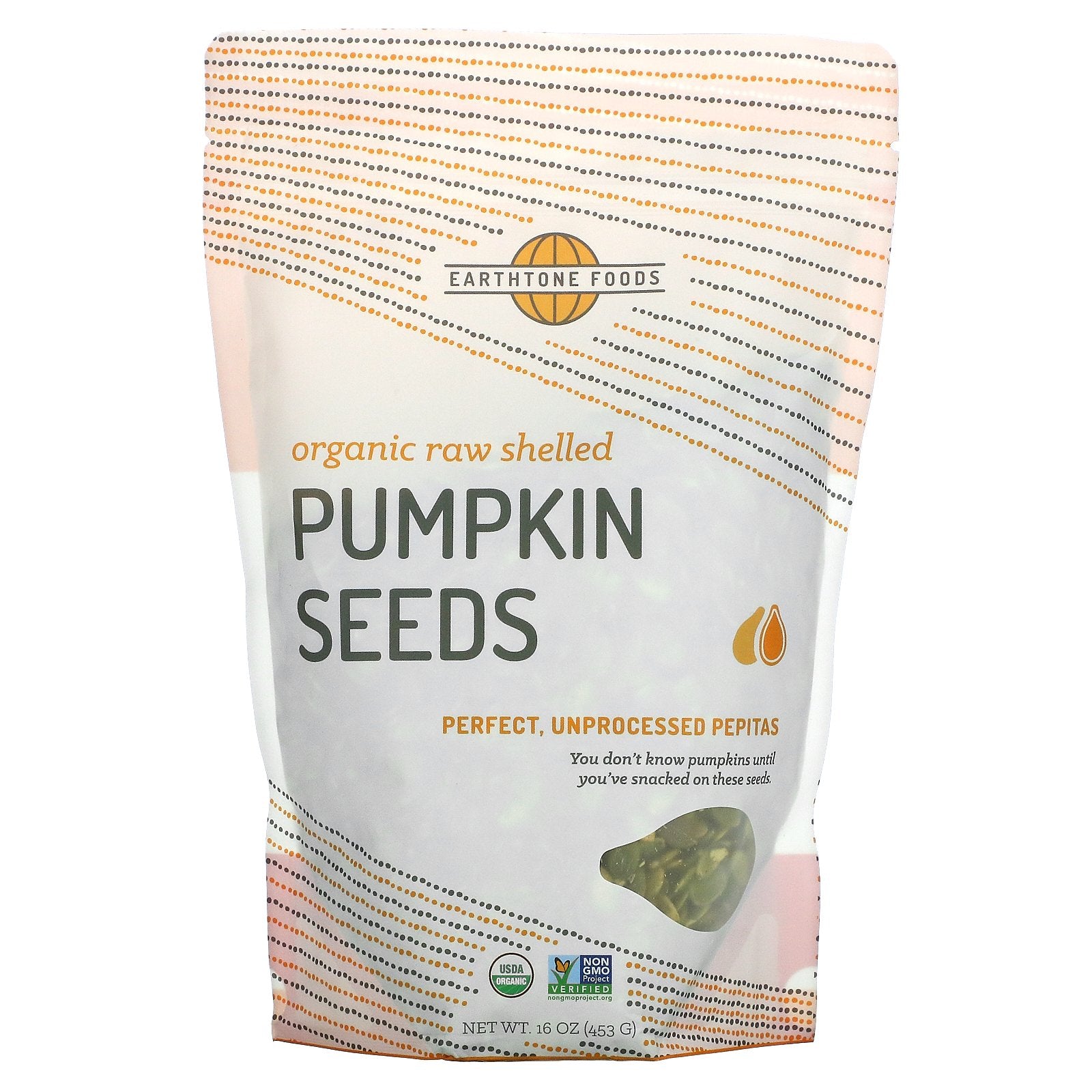 Earthtone Foods, Organic Raw Shelled Pumpkin Seeds, 16 oz (453 g)