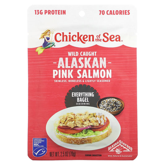 Chicken of the Sea, Wild Caught Alaskan Pink Salmon, Everything Bagel Seasoning, 2.5 oz (70 g)