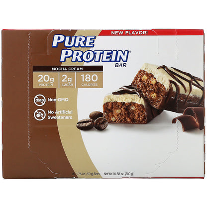 Pure Protein, Mocha Cream Bar, 6 Bars, 1.76 oz (50 g) Each