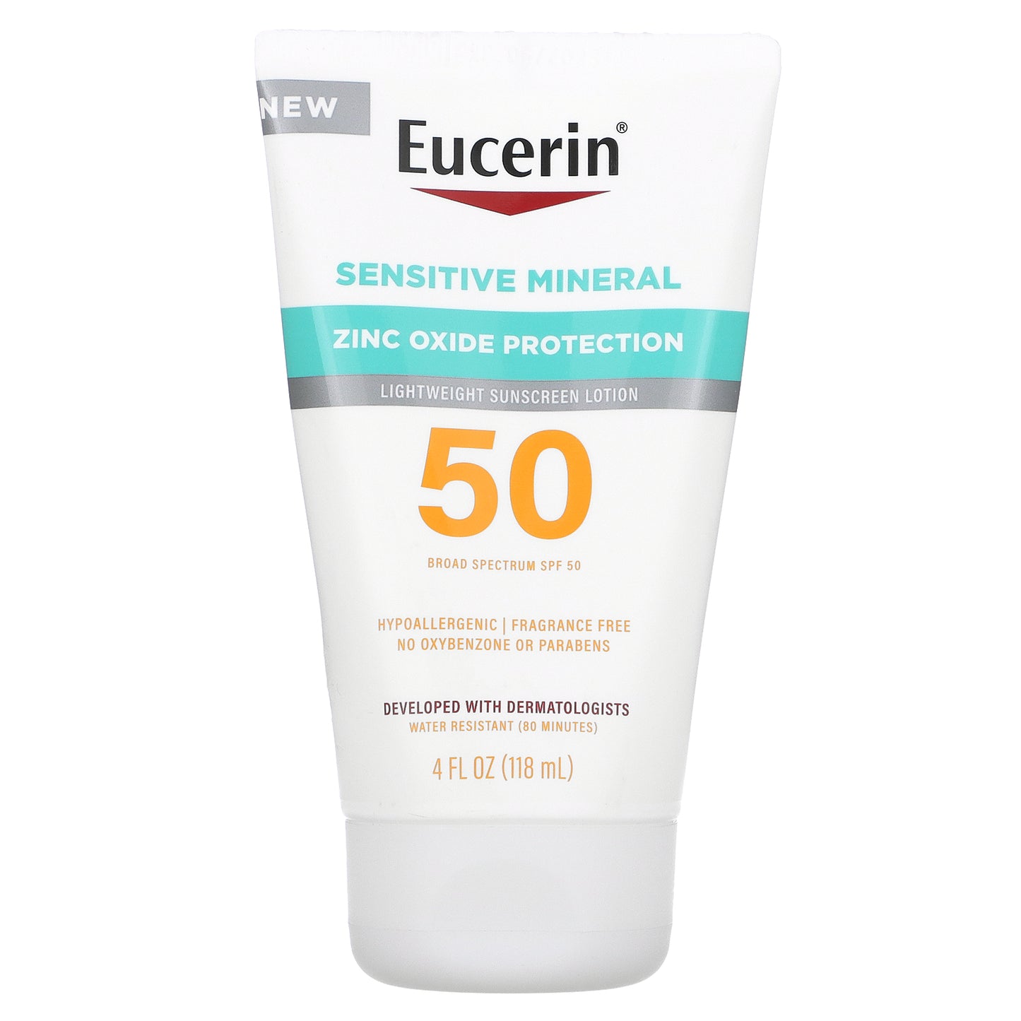 Eucerin, Sensitive Mineral, Lightweight Sunscreen Lotion, SPF 50, 4 fl oz (118 ml)