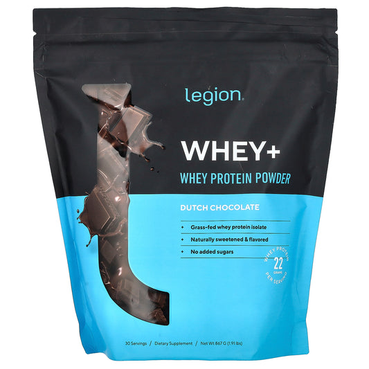 Legion Athletics, Whey+, Whey Protein Powder, Dutch Chocolate, 1.91 lbs (867 g)