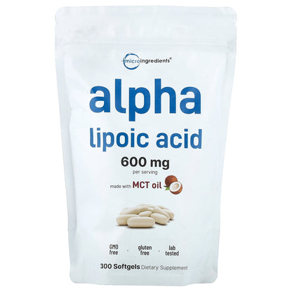 Micro Ingredients, Alpha Lipoic Acid, 300 Softgels (200 mg Per Softgel)