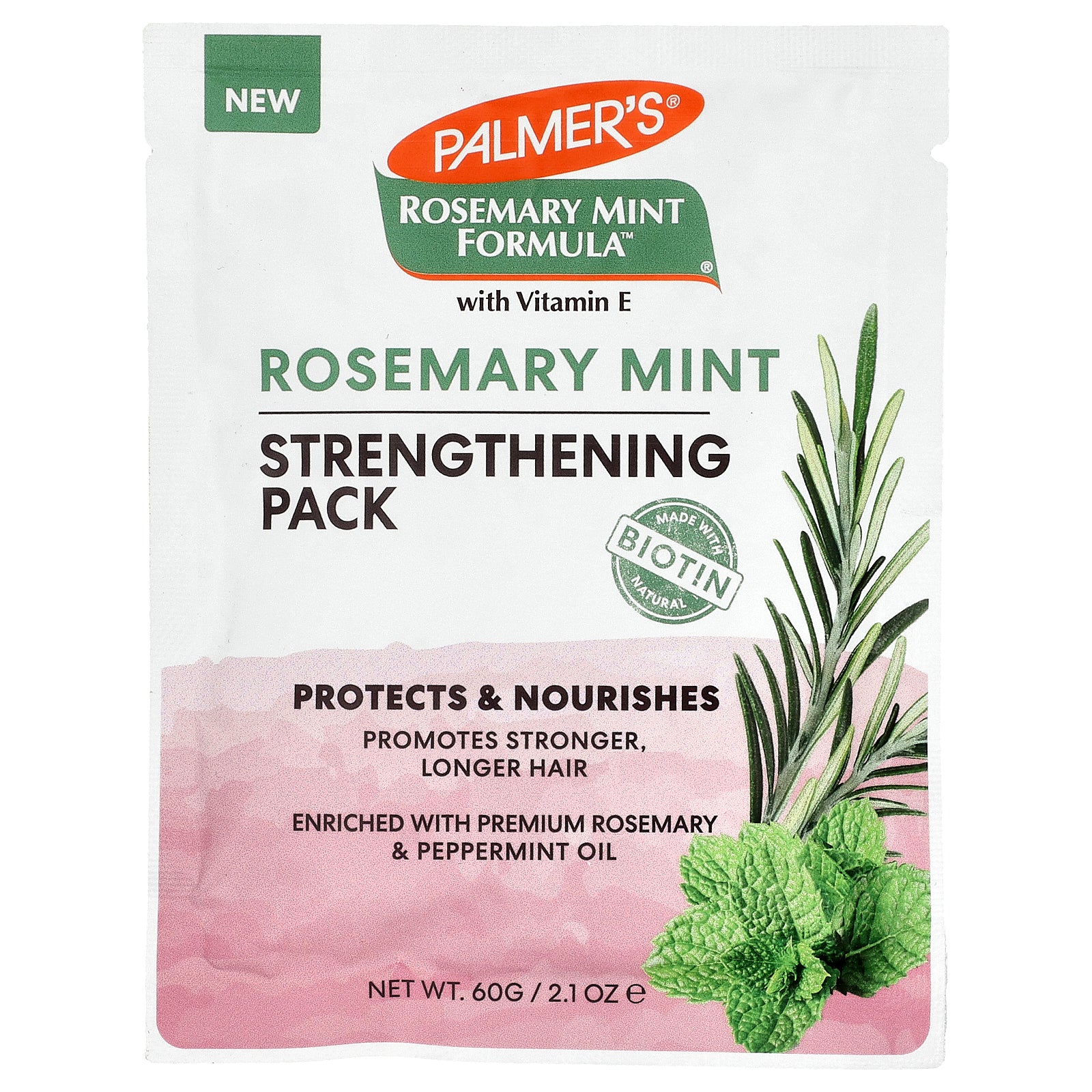 Palmer's, Rosemary Mint Formula™ With Vitamin E, Strengthening Pack, 2.1 oz (60 g)