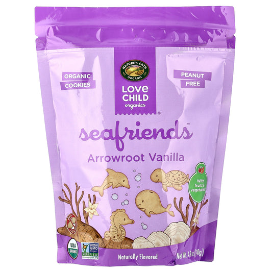 Love Child Organics, Nature's Path, Sea Friends™, Arrowroot Vanilla Cookies, 4.9 oz (140 g)