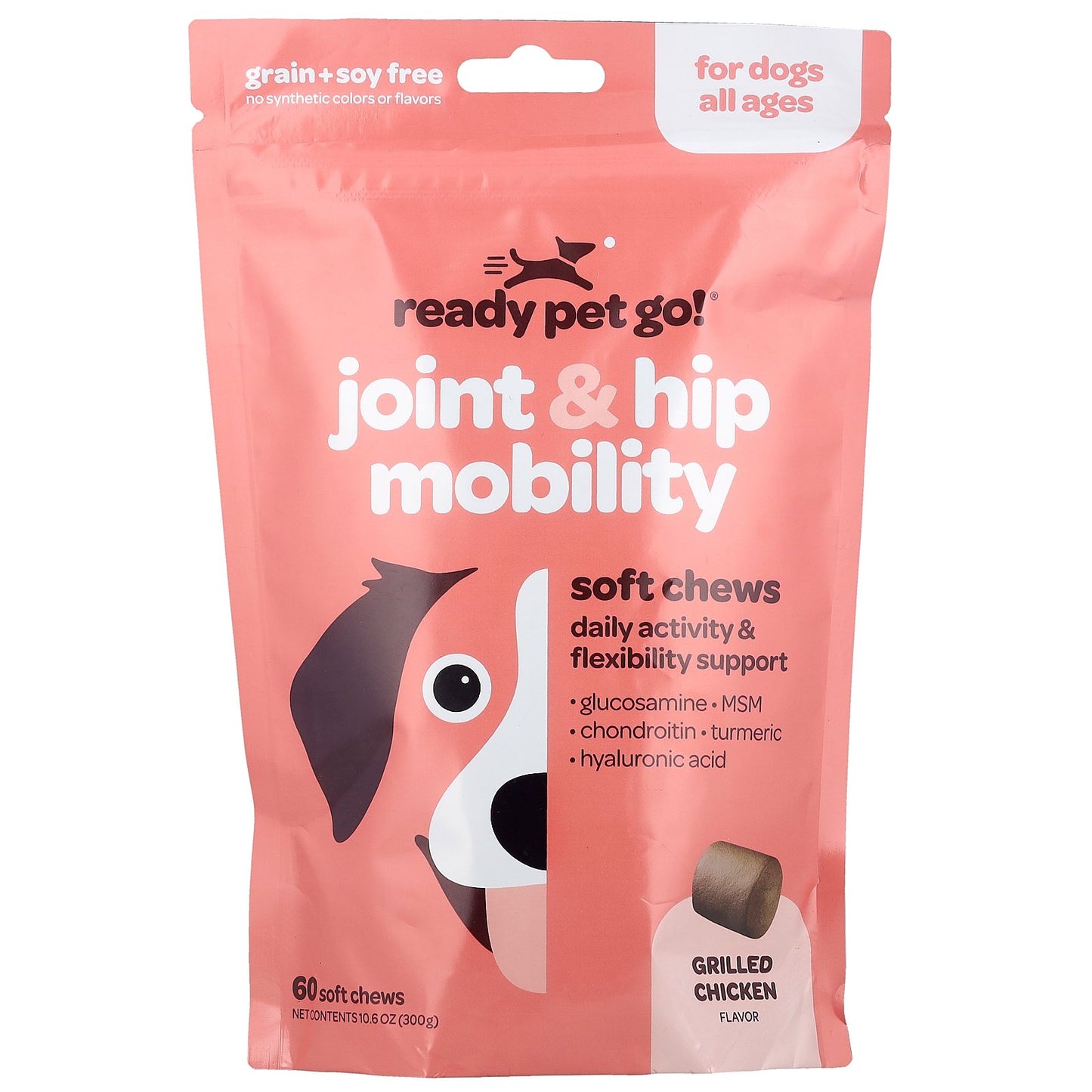 Ready Pet Go, Joint & Hip Mobility, For Dogs, All Ages, Grilled Chicken ,  60 Soft Chews, 10.6 oz (300 g)