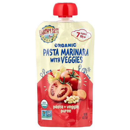 Earth's Best, Organic Pasta + Veggie Puree, Ages 7+ Months, Marinara with Veggies, 4 oz (113 g)