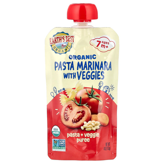 Earth's Best, Organic Pasta + Veggie Puree, Ages 7+ Months, Marinara with Veggies, 4 oz (113 g)
