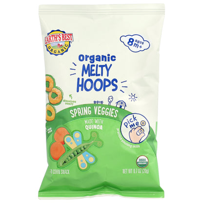 Earth's Best, Organic Melty Hoops, Puffed Corn Snack, 8+ Months, Spring Veggies, 0.7 oz (20 g)