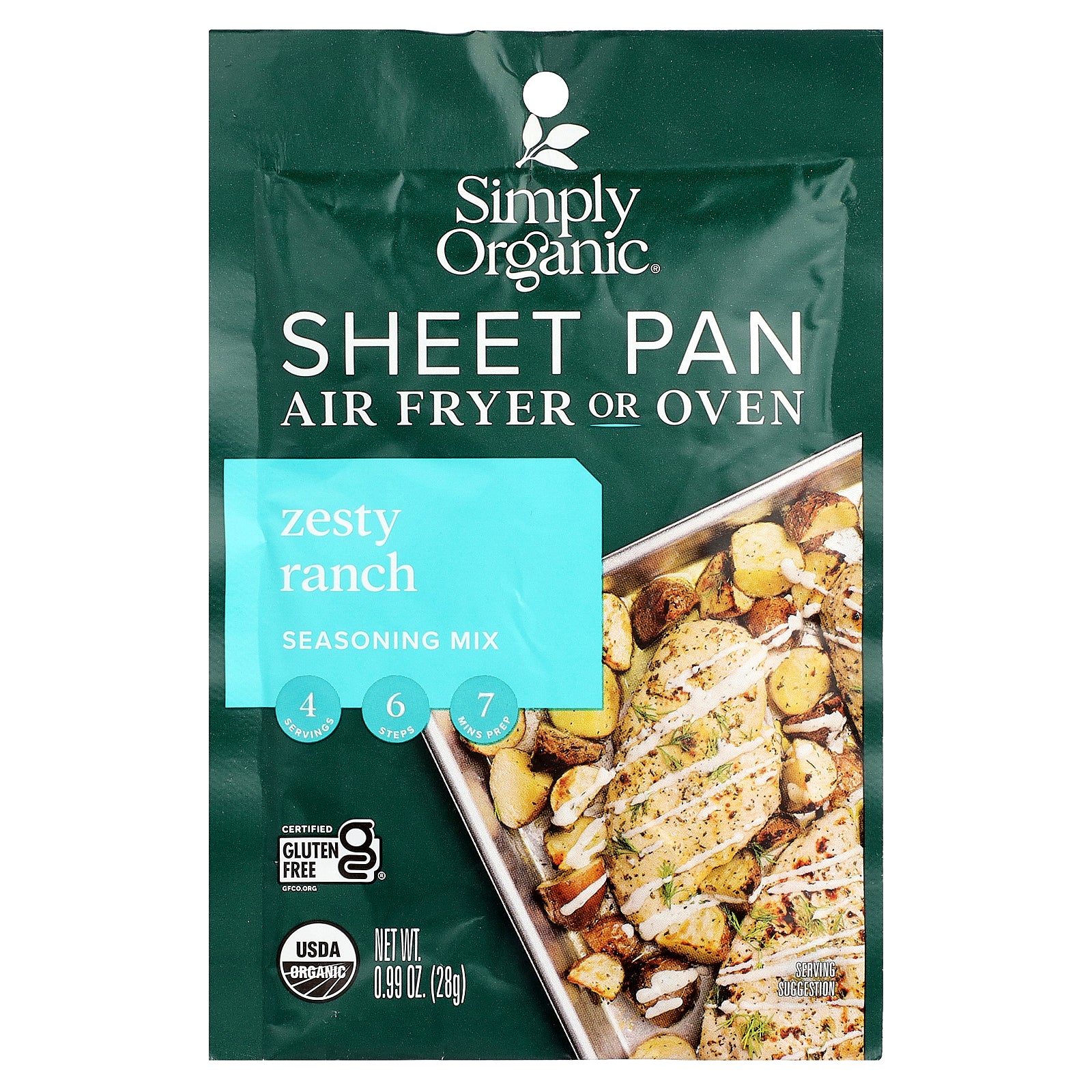 Simply Organic, Sheet Pan Seasoning Mix, Zesty Ranch, 0.99 oz (28 g)