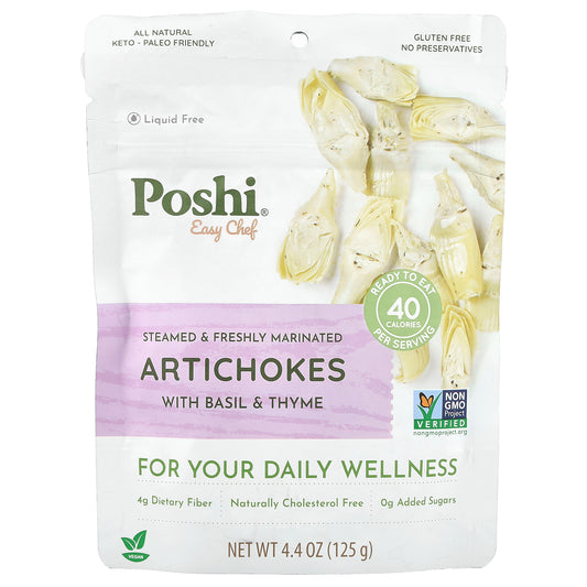 Poshi, Easy Chef, Artichokes With Basil & Thyme, 4.4 oz (125 g)