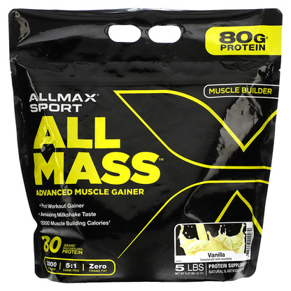 ALLMAX, Sport, ALLMASS™, Advanced Muscle Gainer, Vanilla, 5 lbs (2.27 kg)