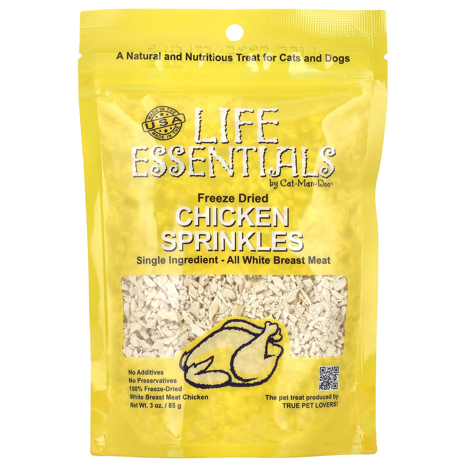 Cat-Man-Doo, Life Essentials, Freeze Dried Chicken Sprinkles, For Cats and Dogs, 3 oz (85 g)