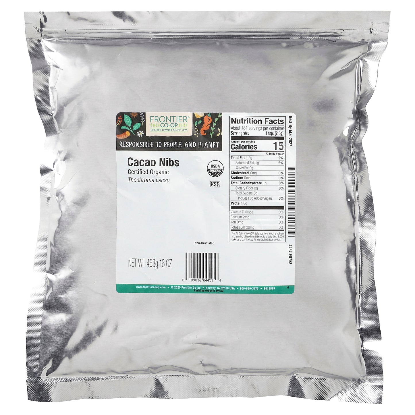 Frontier Co-op, Organic Cacao Nibs, 16 oz (453 g)