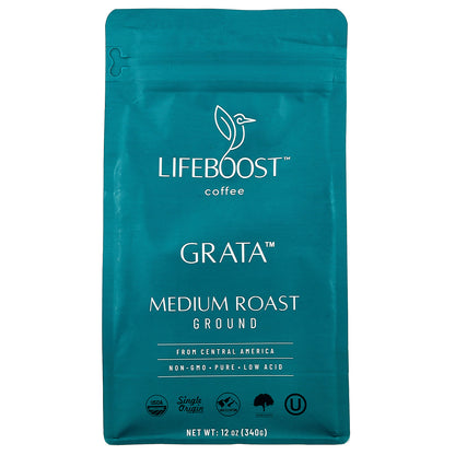 Lifeboost, Coffee, Grata™, Ground, Medium Roast, 12 oz (340 g)