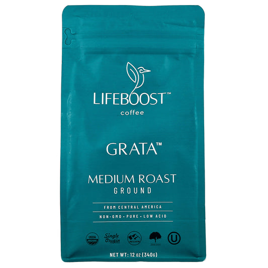 Lifeboost, Coffee, Grata™, Ground, Medium Roast, 12 oz (340 g)