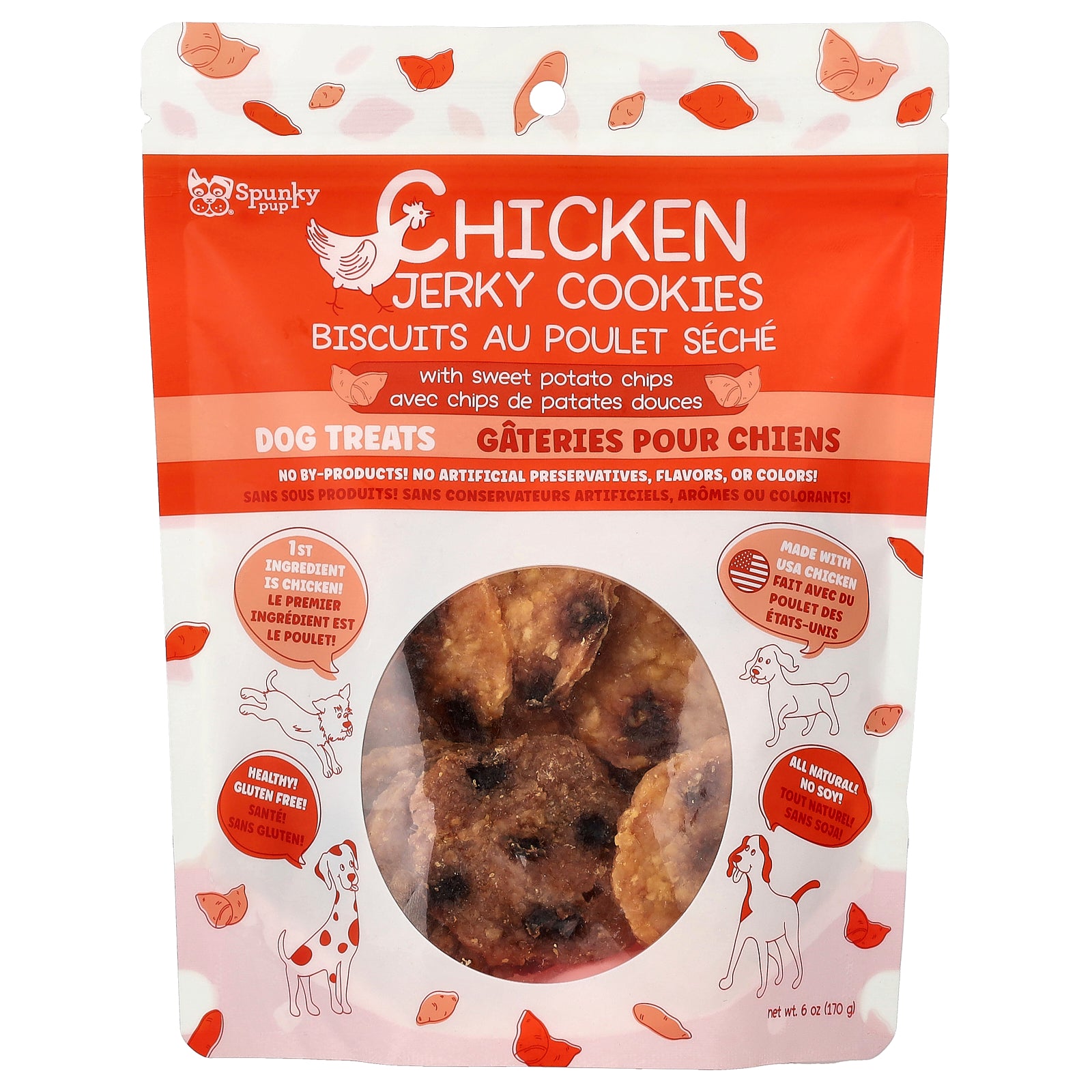 Spunky Pup, Chicken Jerky Cookies, Dog Treats, 6 oz (170 g)