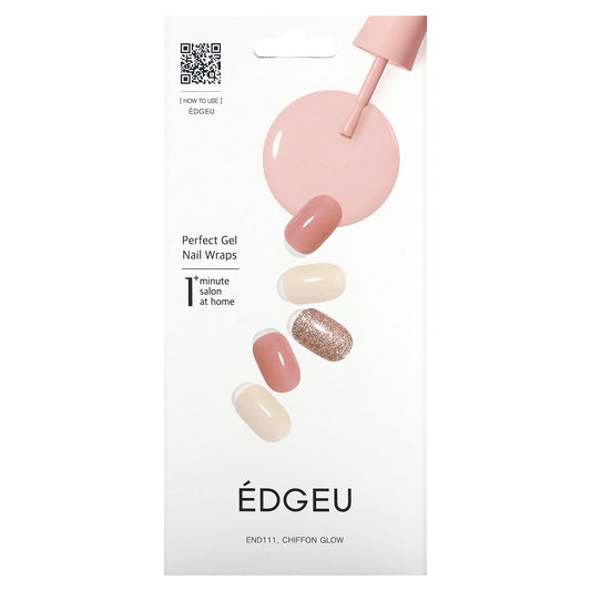 Edgeu, Perfect Gel Nail Wraps, END 111 Chiffon Glow, 19 Piece Set