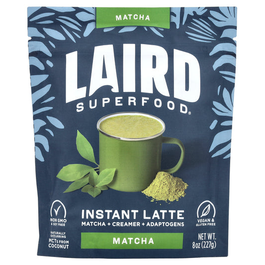 Laird Superfood, Instant Latte, Matcha + Cramer + Adaptogens, Matcha, 8 oz (227 g)