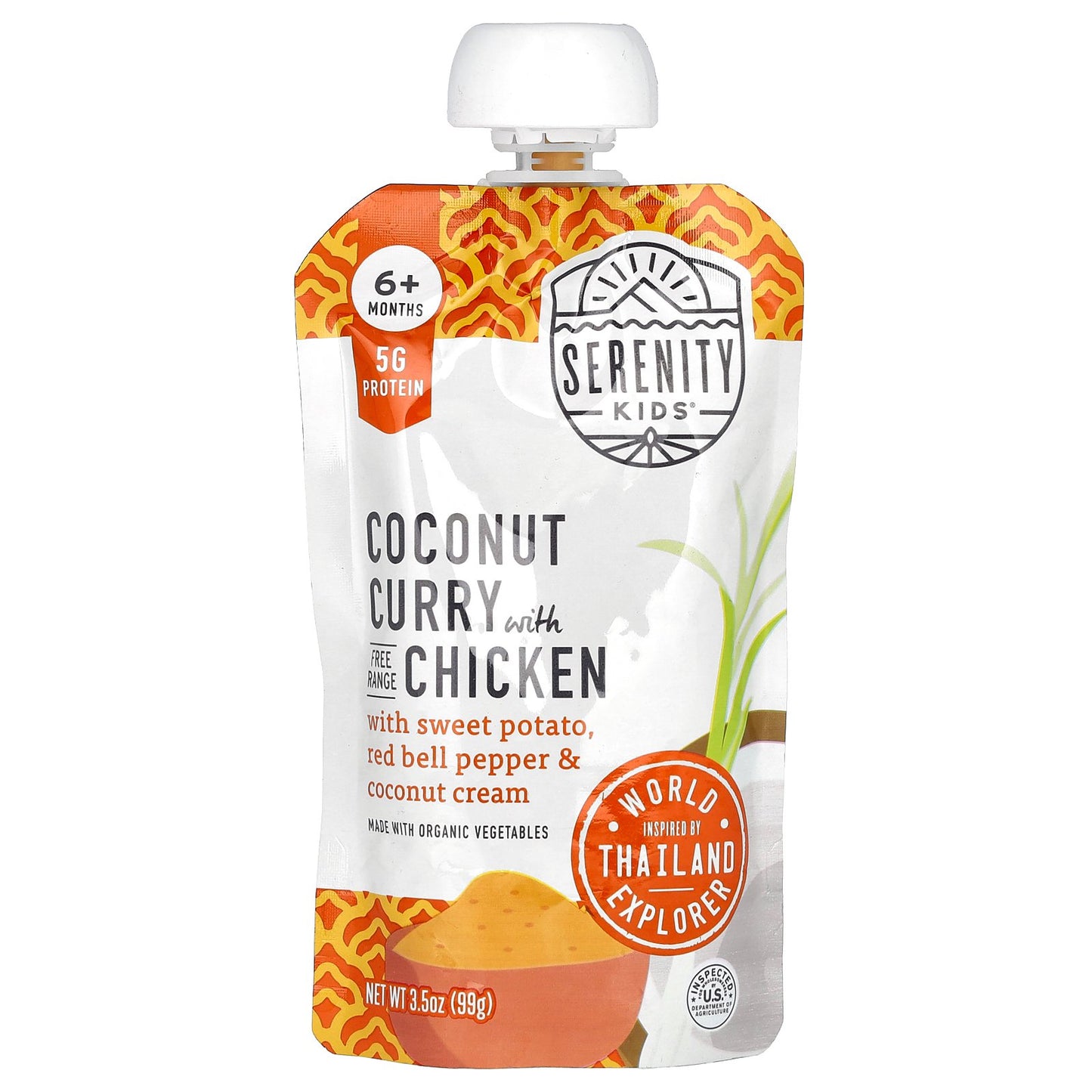 Serenity Kids, Coconut Curry with Chicken with Sweet Potato, Red Bell Pepper & Coconut Cream, 6+ Months, 3.5 oz (99 g)