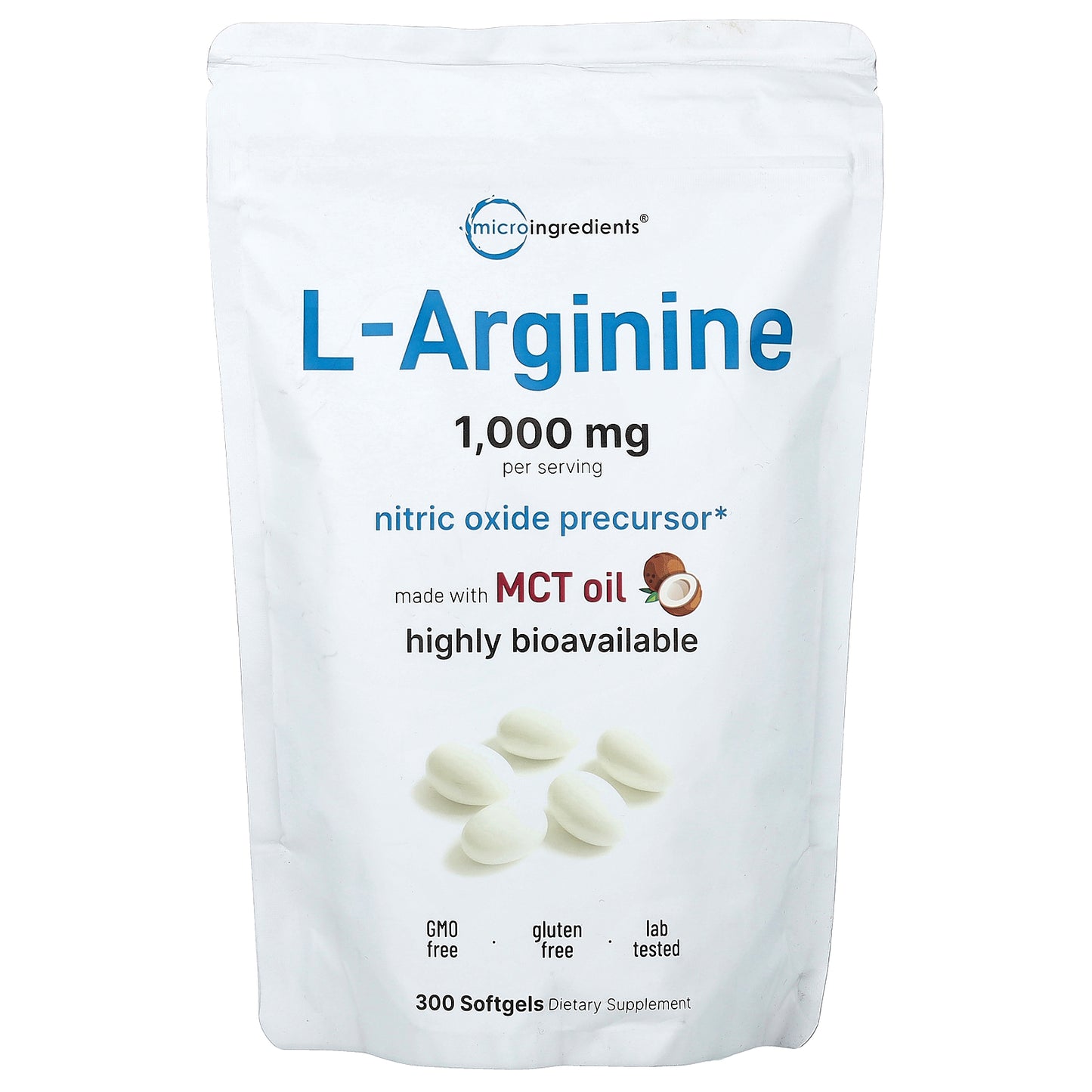 Micro Ingredients, L-Arginine, 300 Softgels (250 mg per Softgel)