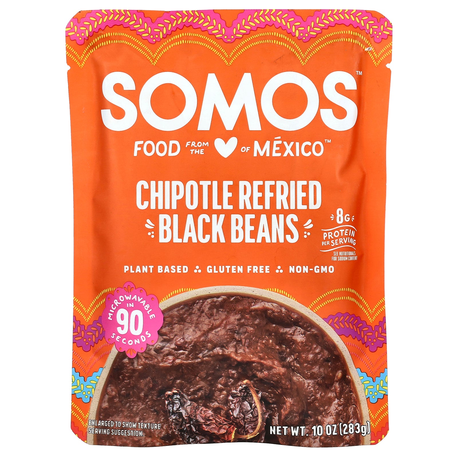 Somos, Chipotle Refried Black Beans, Medium, 10 oz (283 g)