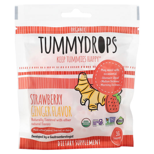 Tummydrops, Organic Strawberry Ginger, 33 Lozenges