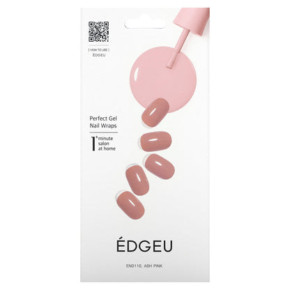 Edgeu, Perfect Gel Nail Wraps, END 110 Ash Pink, 19 Piece Set