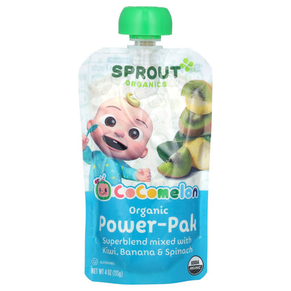 Sprout Organics, Cocomelon, Organic Power-Pak, 12 Months & Up, Superblend Mixed with Kiwi, Banana & Spinach, 4 oz (113 g)