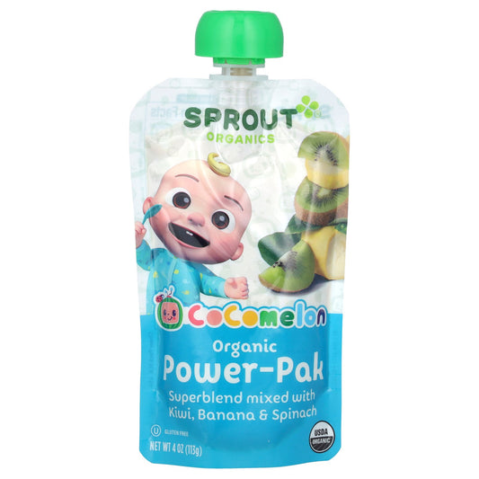 Sprout Organics, Cocomelon, Organic Power-Pak, 12 Months & Up, Superblend Mixed with Kiwi, Banana & Spinach, 4 oz (113 g)