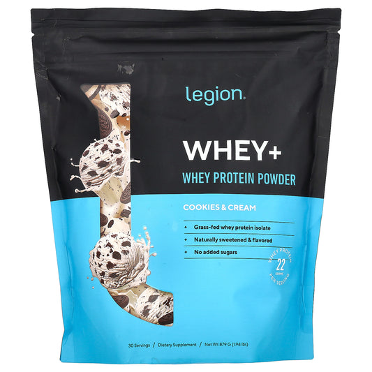 Legion Athletics, Whey+, Whey Protein Powder, Cookies & Cream, 1.94 lbs (879 g)
